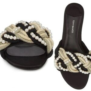 TONY BIANCO - Josie Sandals - pearl and rope - black 7.5